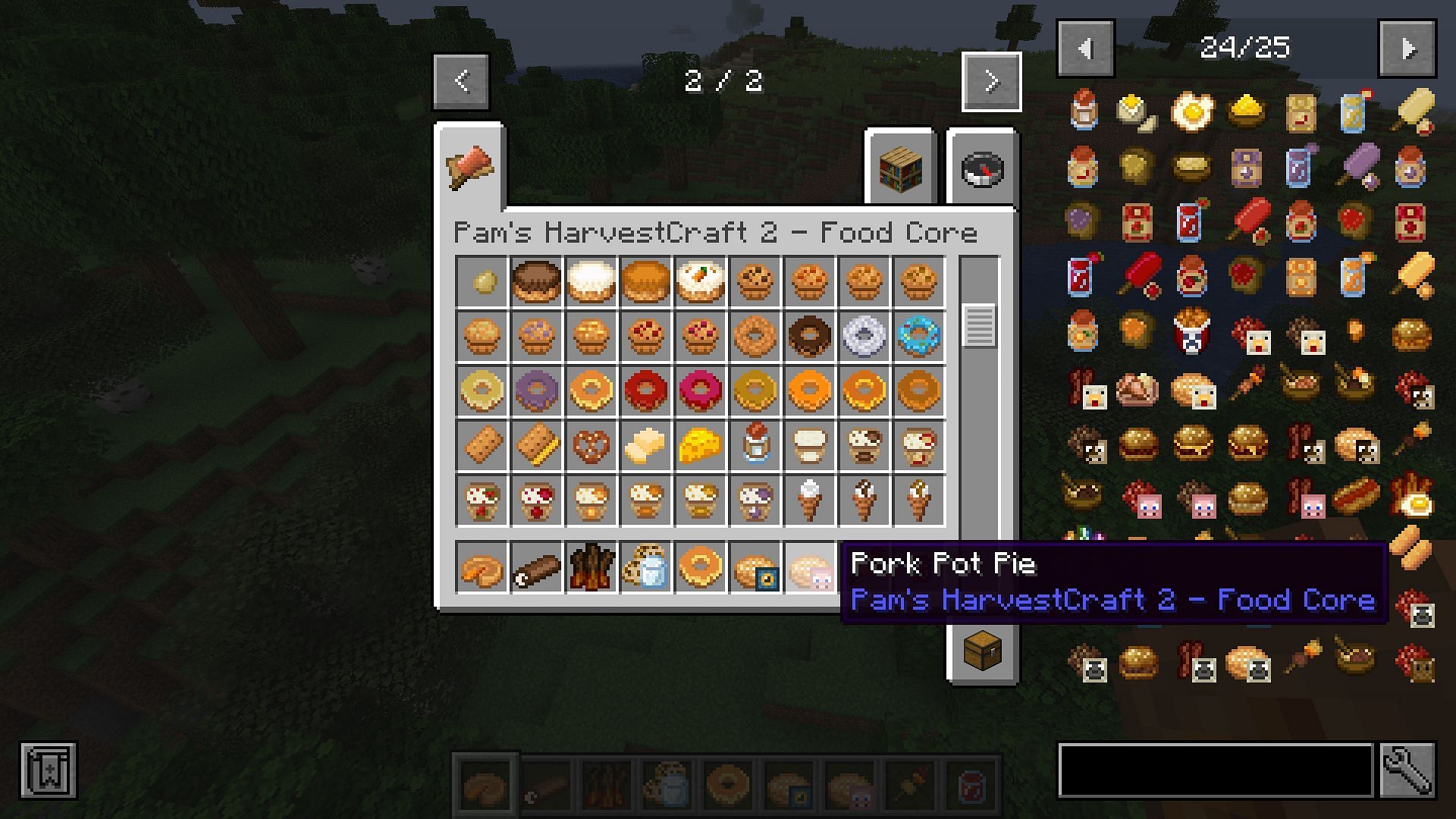 The array of food items and functional blocks easily ranks this as one of the best Minecraft food mods for players who love crafting and making items (Image via Sportskeeda Gaming || Mojang Studios/pamharvestcraft)